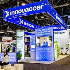 20x40 Trade show booth for Innovaccer At HIMSS Show, Designed and Built By Exponents in Las Vegas