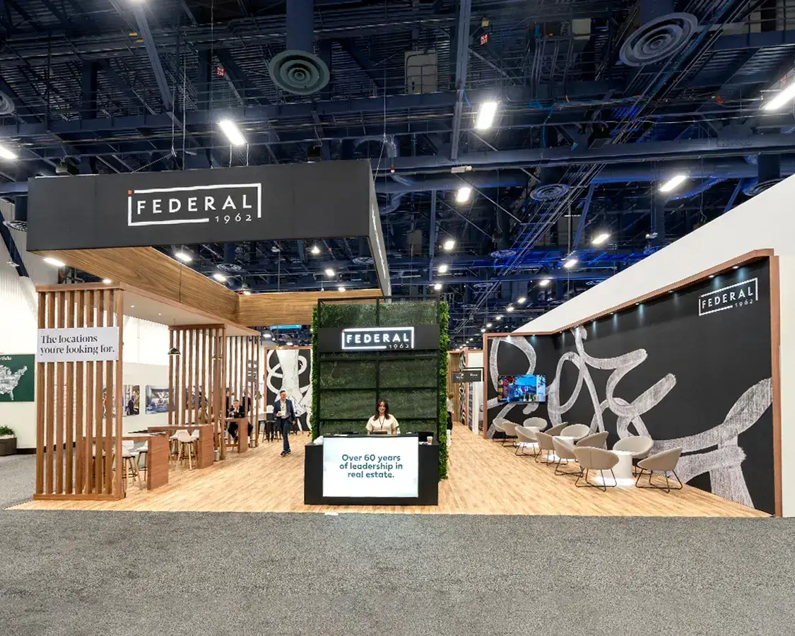 40×50 Exhibit Rental for Federal at ICSC Show, Designed and Built By Exponents in Las Vegas