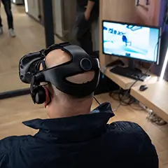 A person having VR and sound experience