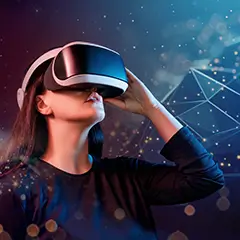 A girl is trying VR headset