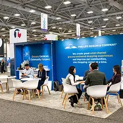 Engaging trade show booth with open layout