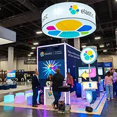 20×30 Exhibit Rental for Elastic At Black Hat, Designed and Built By Exponents in Las Vegas
