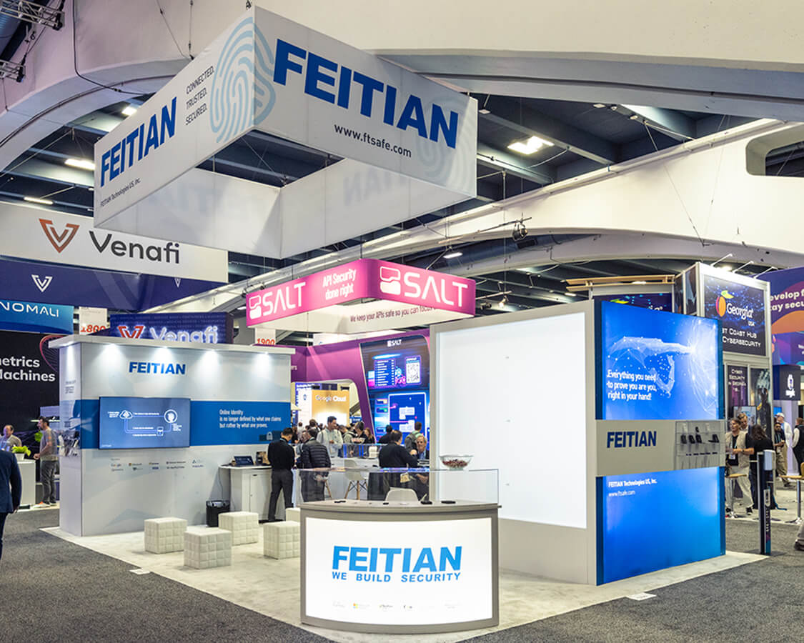 20x20 Trade Show Booth Rental for Feitian at RSA, Designed and Built By Exponents in San Francisco