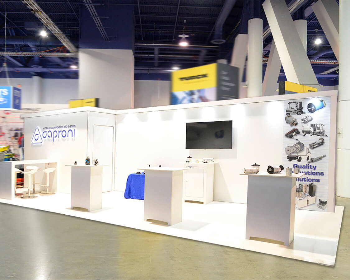 10x20 Trade Show Booth for Caproni at Con Expo-Con/AGG, Designed and Built by Exponents in Las Vegas, NV