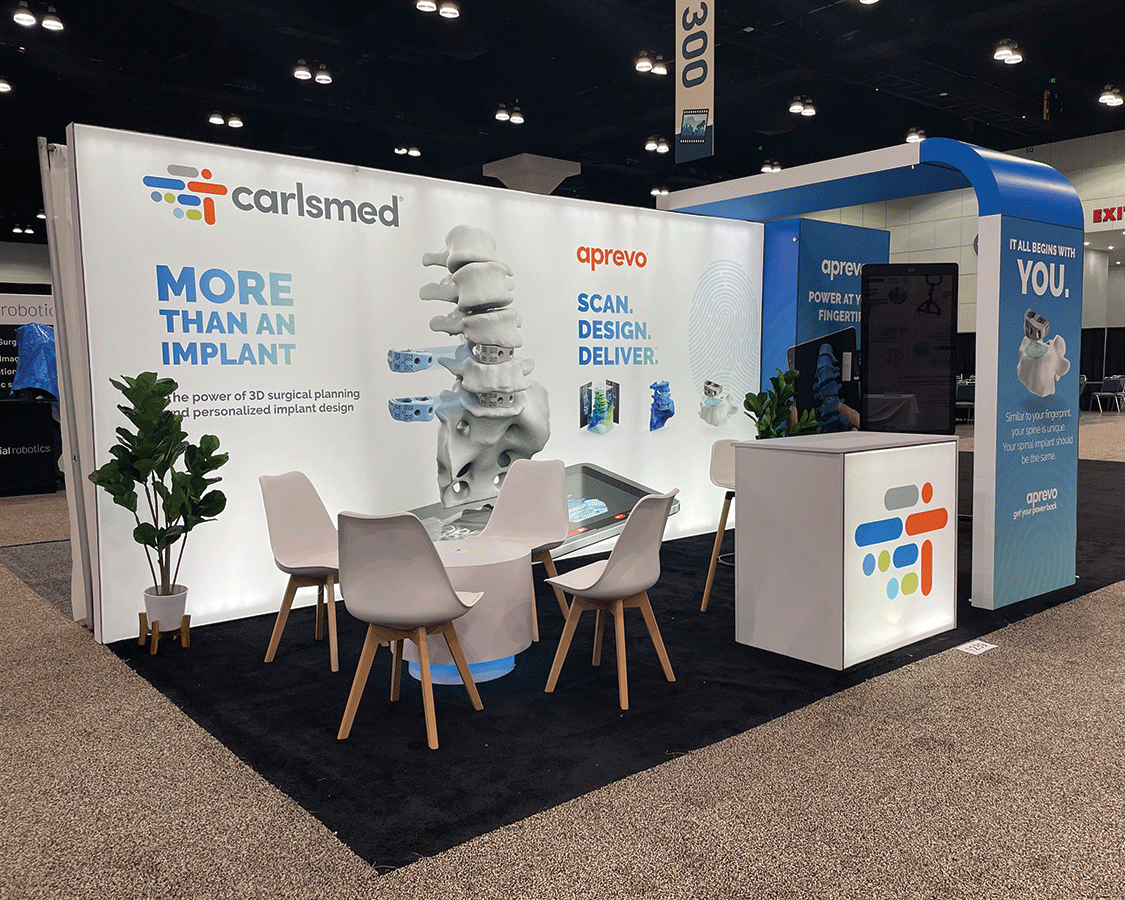 10x20 Trade Show Display for Carlsmed at AANS, Designed and Built By Exponents in Los Angeles, CA 10x20 Trade Show Display for Carlsmed at AANS, Designed and Built By Exponents in Los Angeles, CA