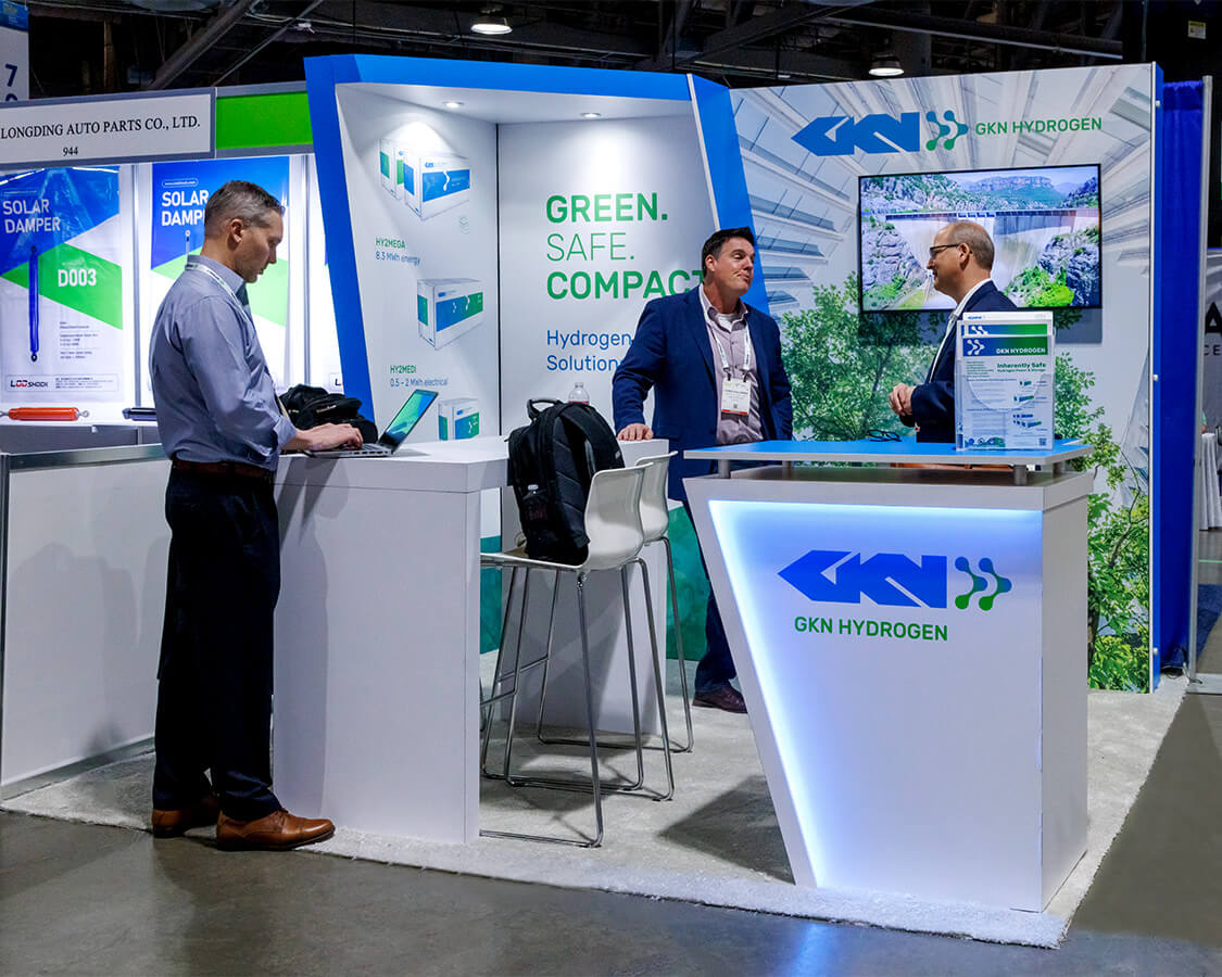 10×10 Trade Show Booth Rentals for GKN At Intersolar North America, Designed and Built By Exponents in Long Beach