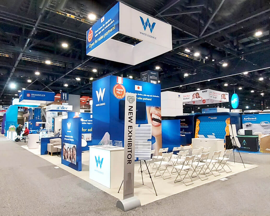 20x30 Trade Show Booths for White Essence at CDS Winter Meeting, Designed and Built by Exponents in Chicago