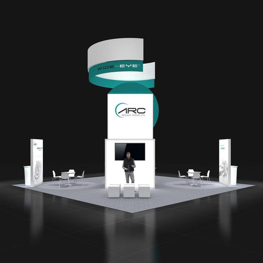 Back Side Perspective View – RLU3030 71: Vibrant 30x30 Exhibit Rentals Display for Event Presence