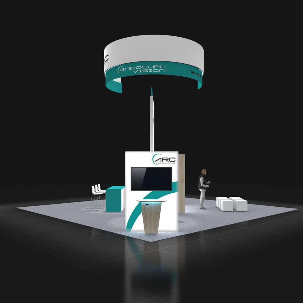 Right Side Perspective View – RLU3030 71: Dynamic 30x30 Trade Show Exhibit Design for Maximum Impact