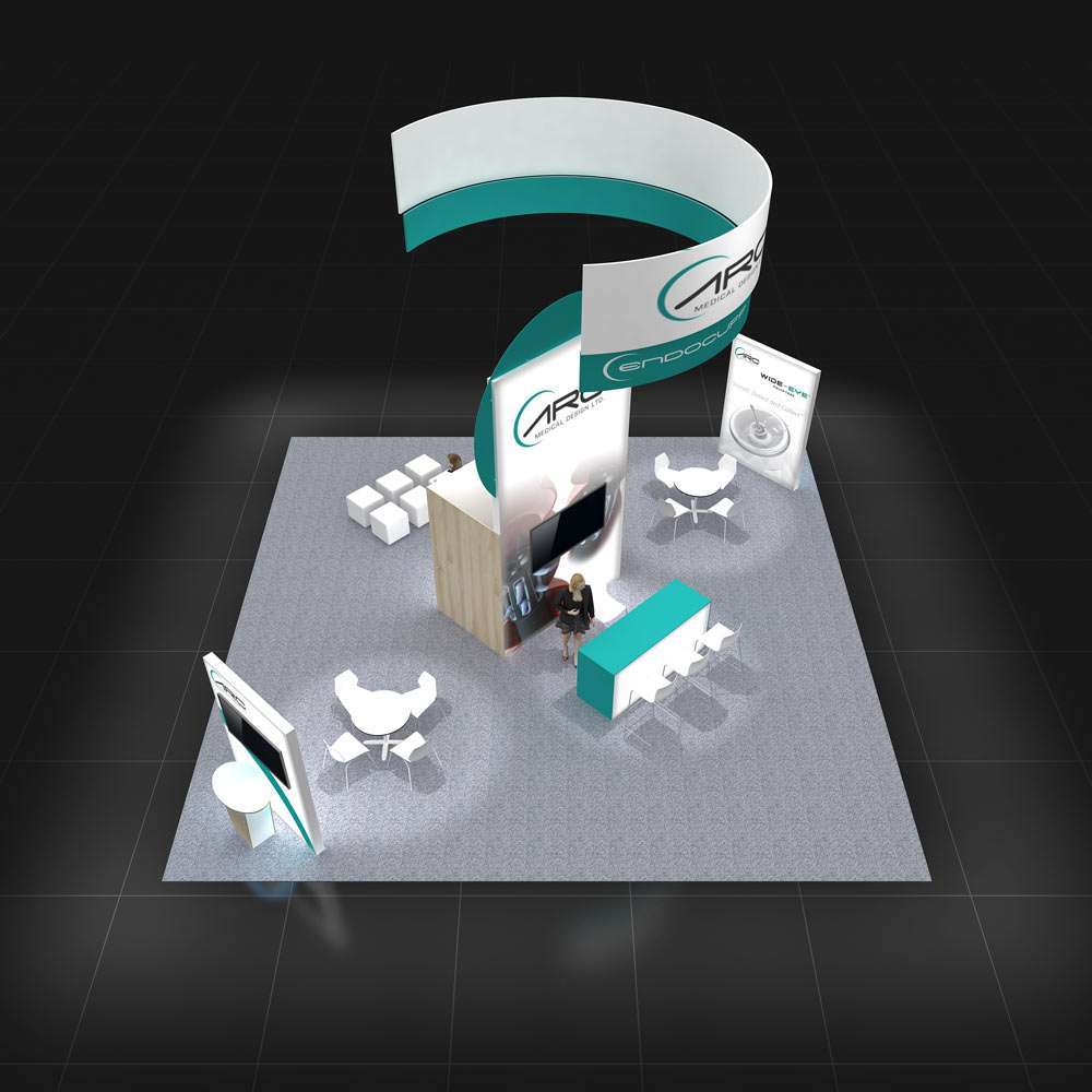 Arial View – RLU3030 71: Visually Compelling 30x30 Exhibit Booth for Engagement