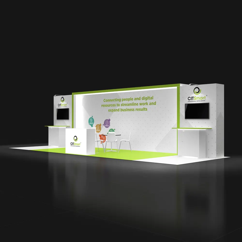 Left Side Perspective View - RLU1030 26: Stylish 10x30 Booth Designs for Visual Brand Presence