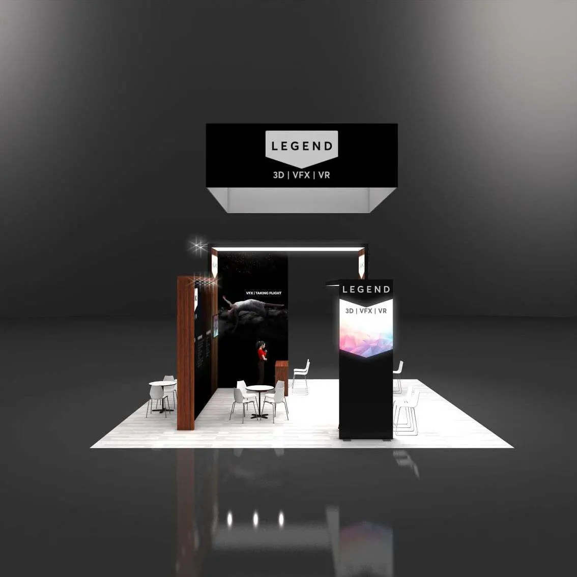 Left Side Perspective View – RLU3030 48: Attractive 30x30 Rental Exhibits for Trade Show Marketing