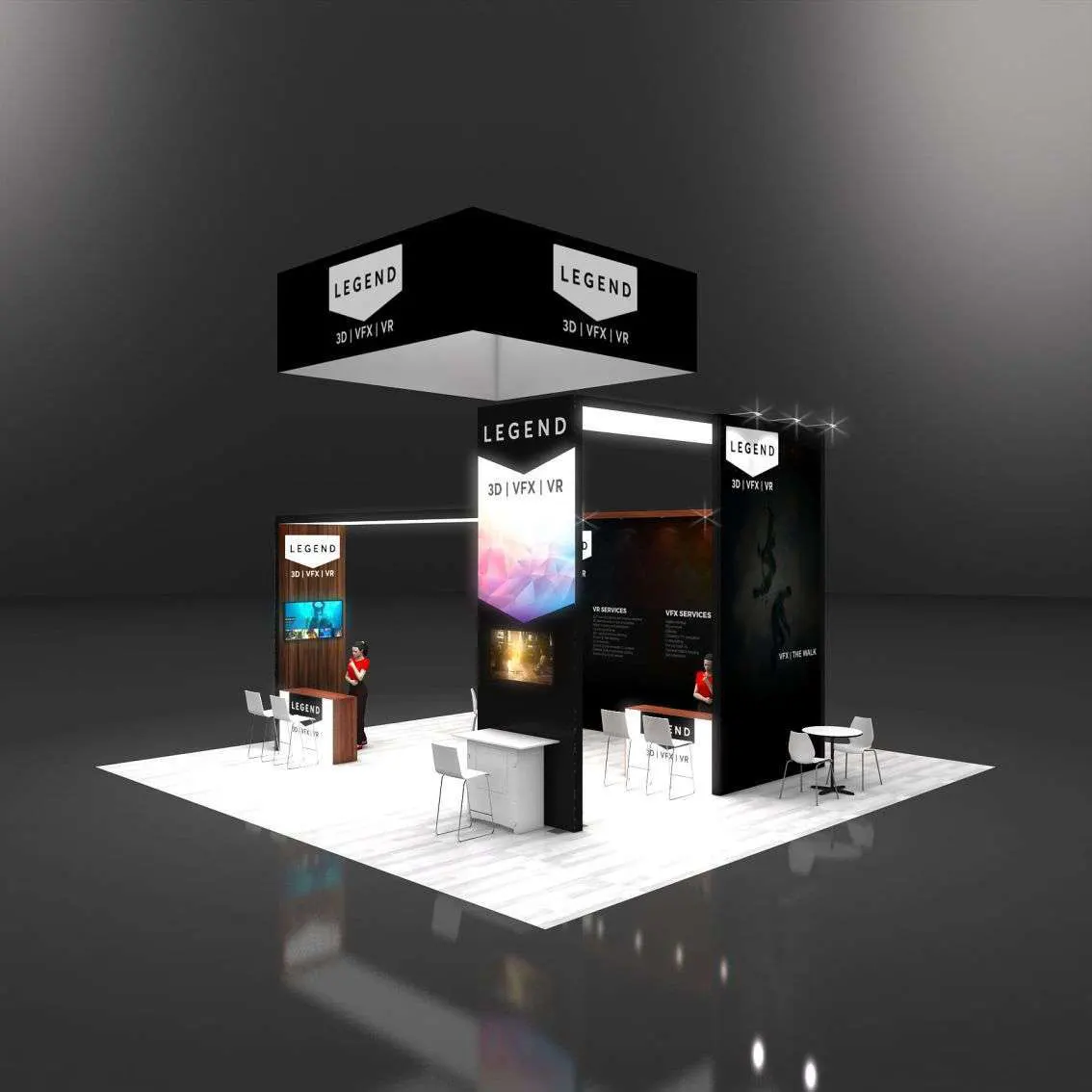 Right Side Perspective View – RLU3030 48: Dynamic 30x30 Trade Show Exhibit Design for Maximum Impact