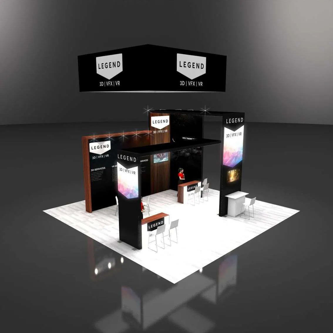 Arial View – RLU3030 48: Visually Compelling 30x30 Exhibit Booth for Engagement