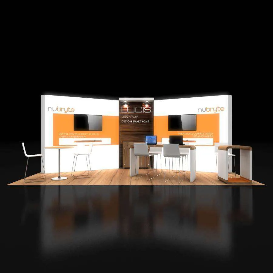 Front View - RLU1020 48: Striking 20x20 Trade Show Booth Design for Brand Visibility