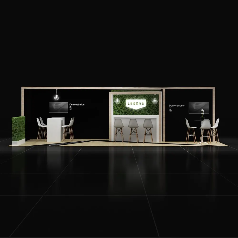 Front View - RLU1030 27: Futuristic 10x30 Rental Exhibits for Bold Brand Statement Front View - RLU1030 27: Futuristic 10x30 Rental Exhibits for Bold Brand Statement