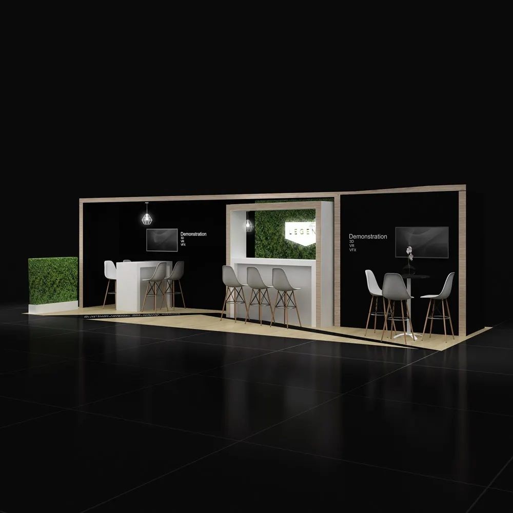 Left Side Perspective View 1 - RLU1030 27: Stylish 10x30 Booth Designs for Visual Brand Presence Left Side Perspective View 1 - RLU1030 27: Stylish 10x30 Booth Designs for Visual Brand Presence