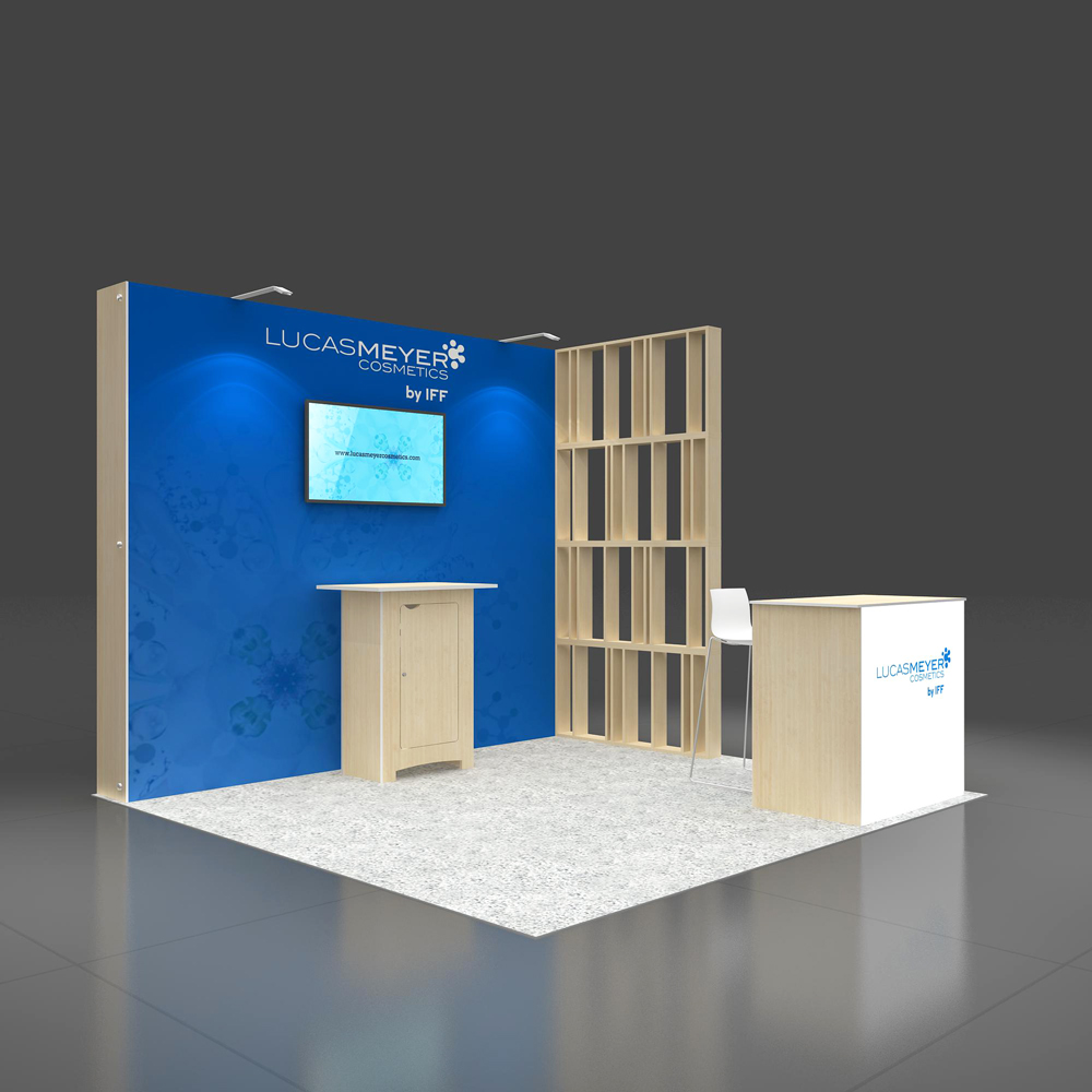 Right Side Perspective View - RLU1010 18: Top-notch 10x10 trade show booth rentals Right Side Perspective View - RLU1010 18: Top-notch 10x10 trade show booth rentals