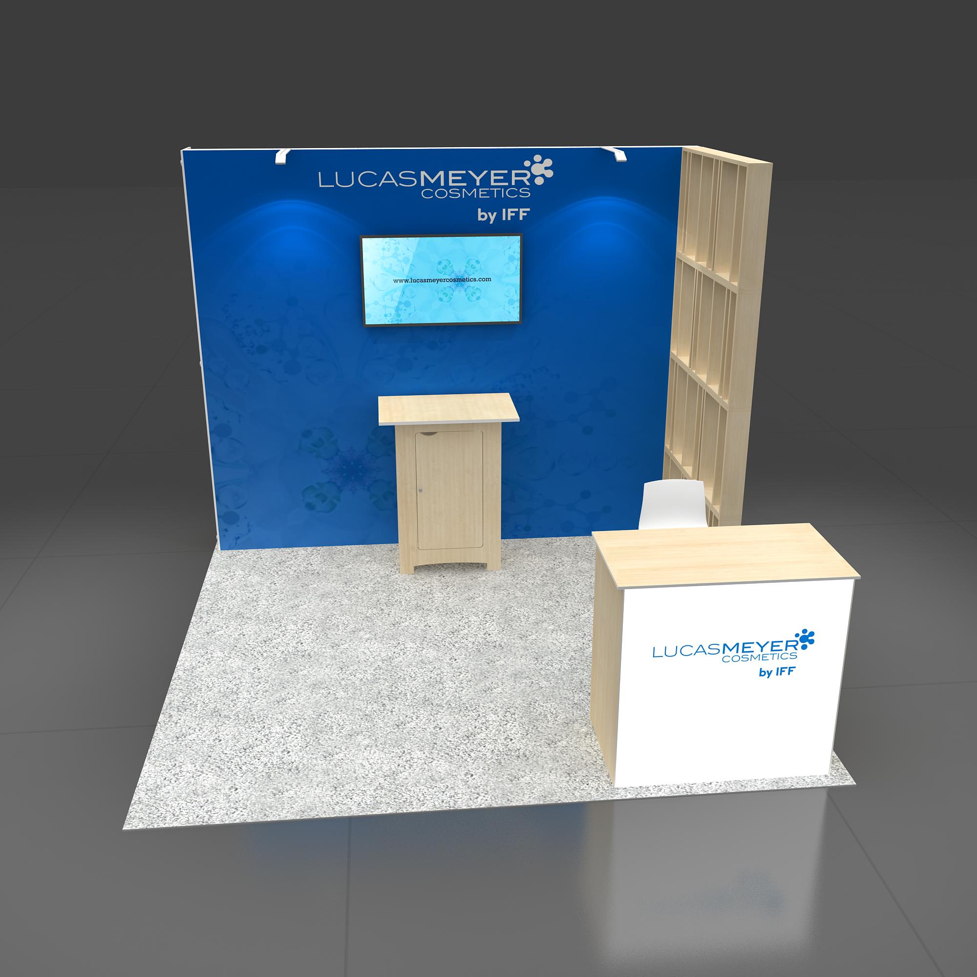 Arial View - RLU1010 18: Top-notch 10x10 trade show booth rentals Arial View - RLU1010 18: Top-notch 10x10 trade show booth rentals