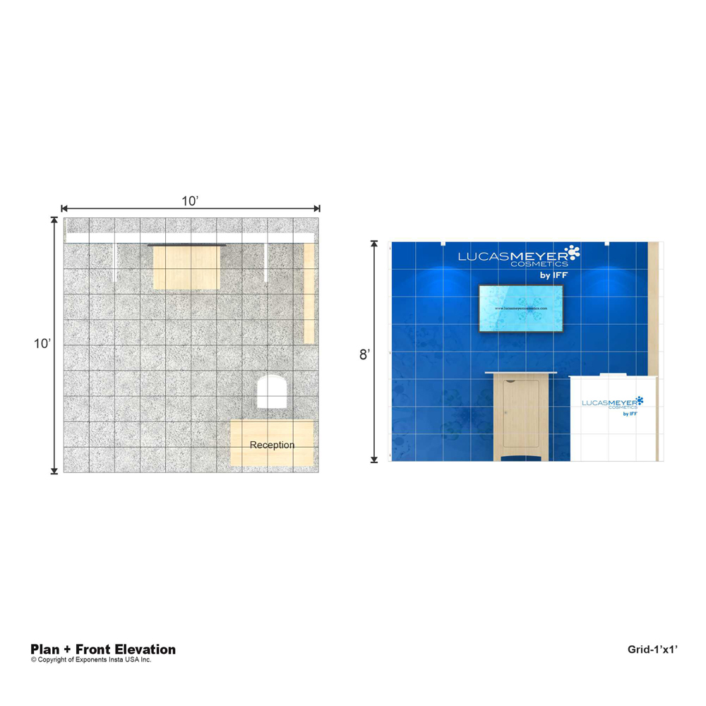 Plan-and-Elevation - RLU1010 18: Striking and purpose-driven 10x10 booth rentals
