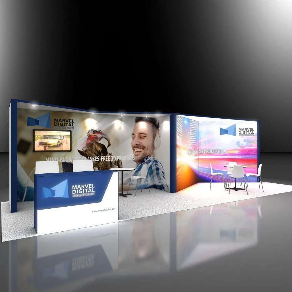 Right Side Perspective View - RLU1030 16: Head-Turning 10x30 Trade Show Booth Design Concept Right Side Perspective View - RLU1030 16: Head-Turning 10x30 Trade Show Booth Design Concept