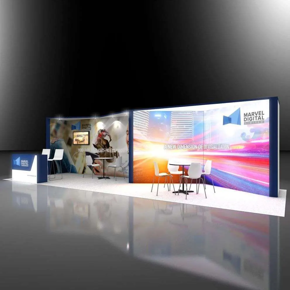 Left Side Perspective View - RLU1030 16: Sleek 10x30 Exhibit Booth Design for Safe Fleet Trade Shows Left Side Perspective View - RLU1030 16: Sleek 10x30 Exhibit Booth Design for Safe Fleet Trade Shows
