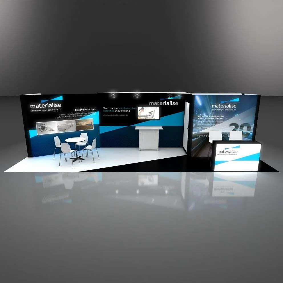 Front View1 - RLU1030 17: Sleek 10x30 Exhibit Booth Design for Safe Fleet Trade Shows