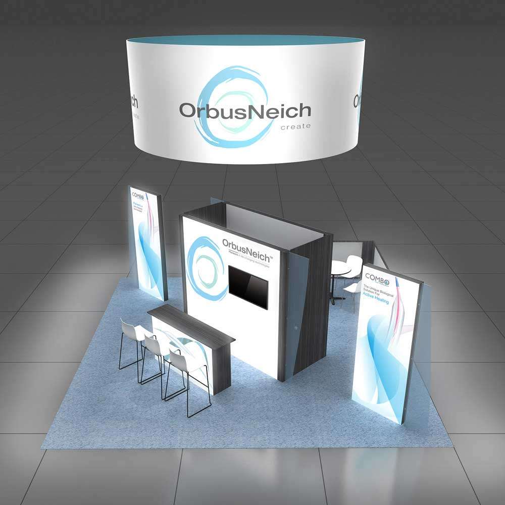 Arial View - RL2020 33: Stylish 20x20 Booth Designs for Visual Brand Presence