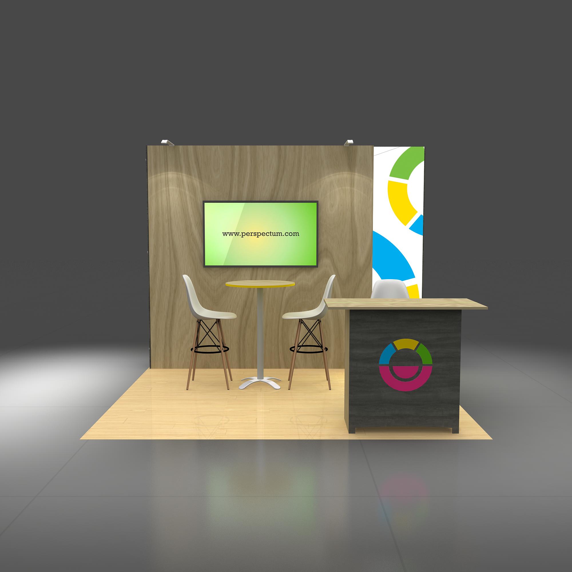 Front View - RH1010 07: Striking 10x10 Trade Show Booth Design for Brand Visibility