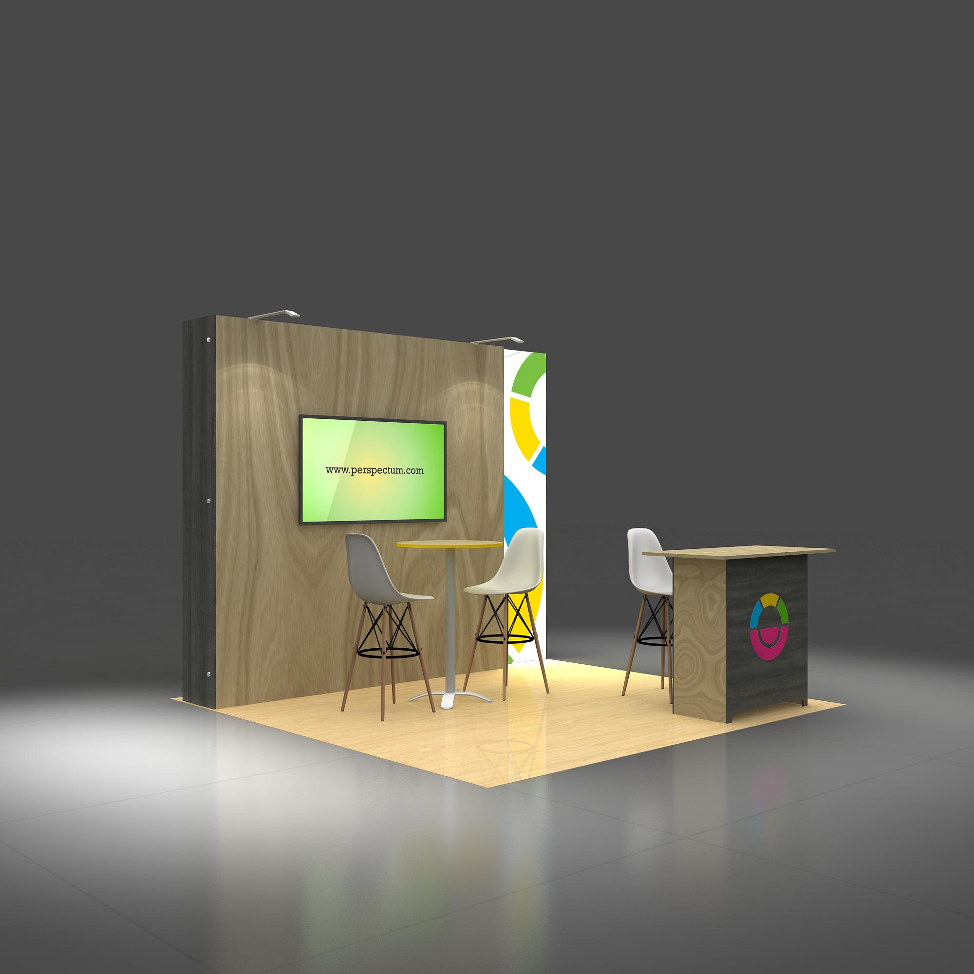 Right Side Perspective View – RH1010 07: Dynamic 10x10 Trade Show Exhibit Design for Maximum Impact