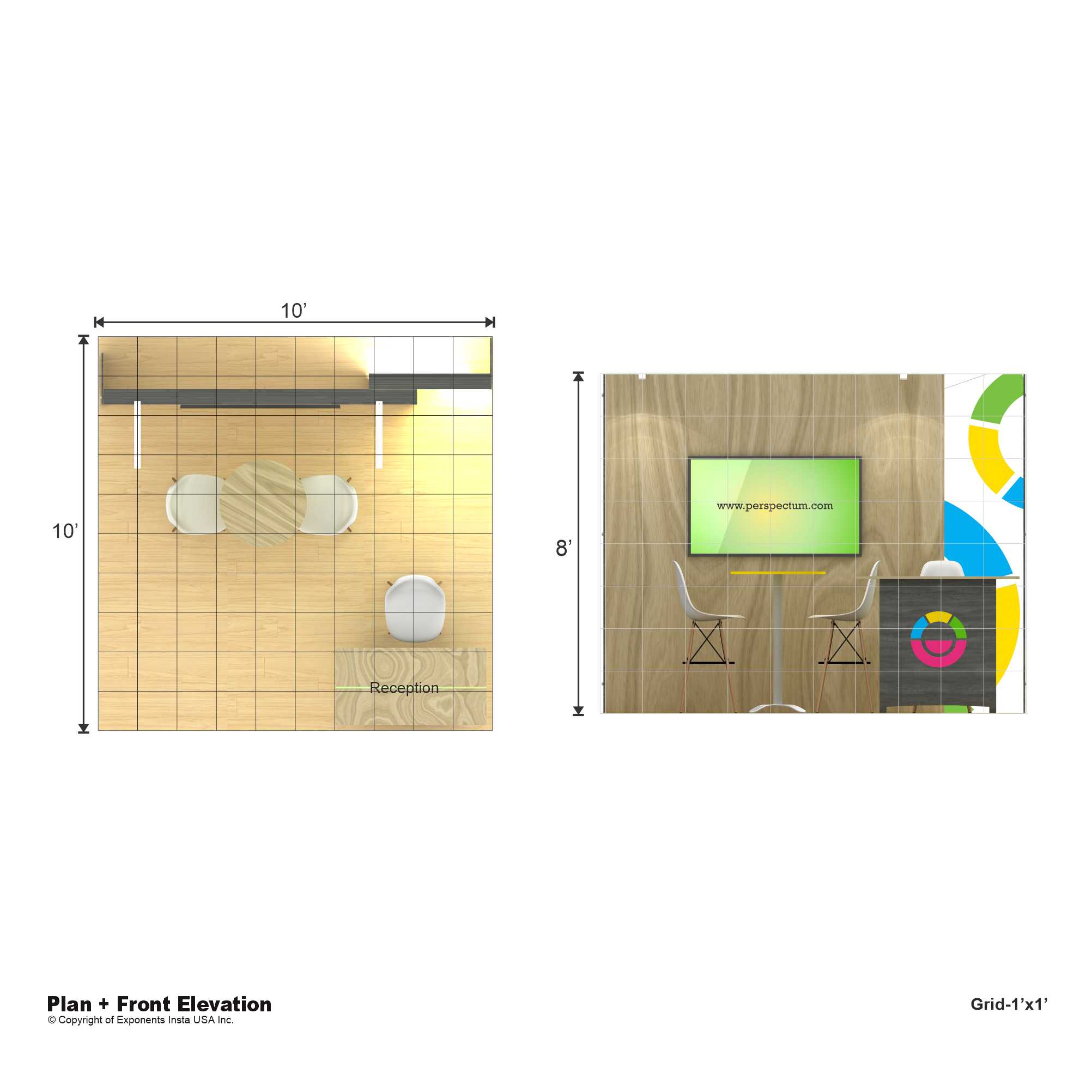 Plan-Front-Elevation - RH1010 07: Attractive 10x10 Rental Exhibits for Trade Show Marketing