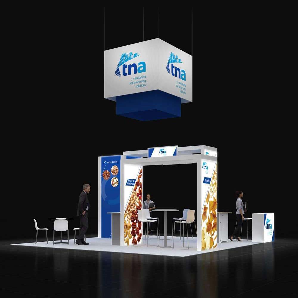 Back Side Perspective View - RL2020 06: Sleek 20x20 Exhibit Booth Design for Safe Fleet Trade Shows Back Side Perspective View - RL2020 06: Sleek 20x20 Exhibit Booth Design for Safe Fleet Trade Shows