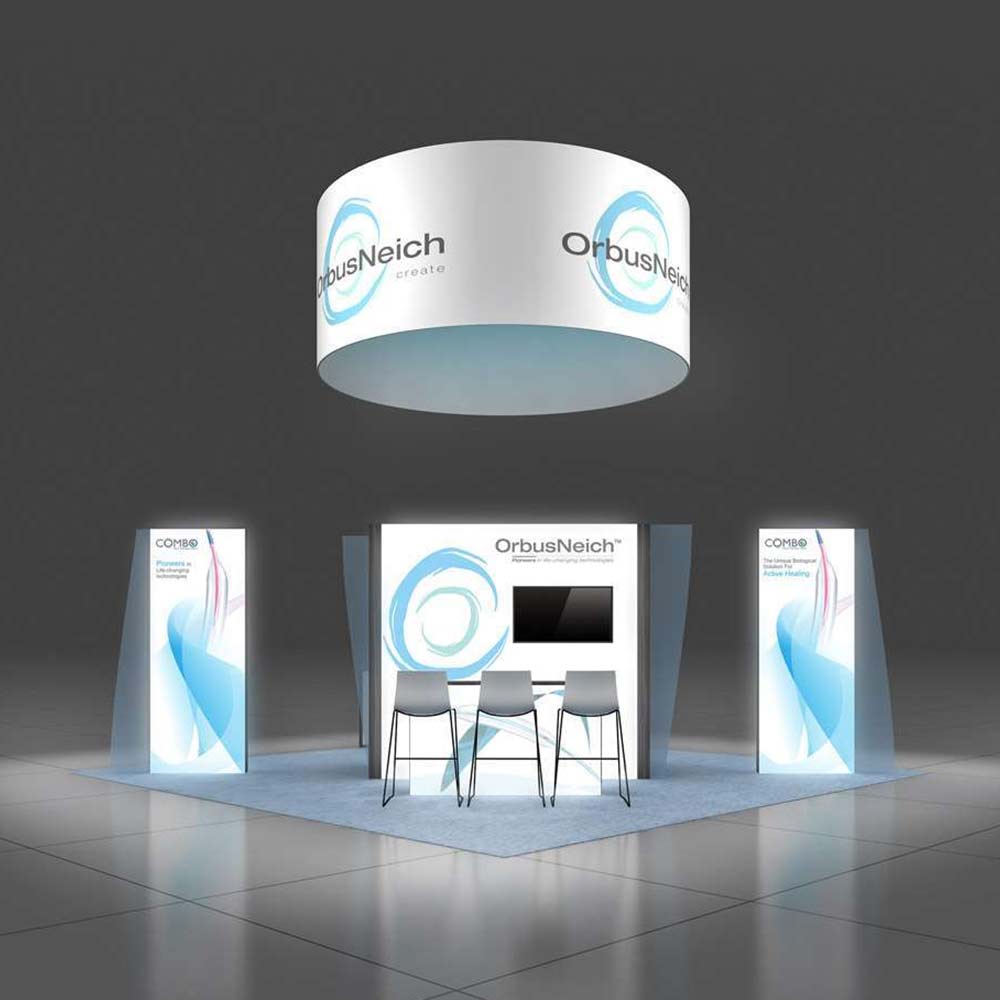Front View - RL2020 33: Striking 20x20 Trade Show Booth Design for Brand Visibility