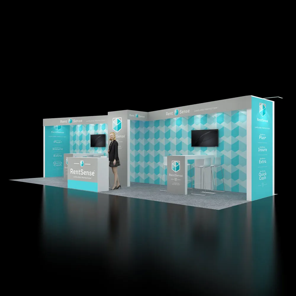 Left Side Perspective View - RLU1030 28: Visually Compelling 10x30 Exhibit Booth for Engagement