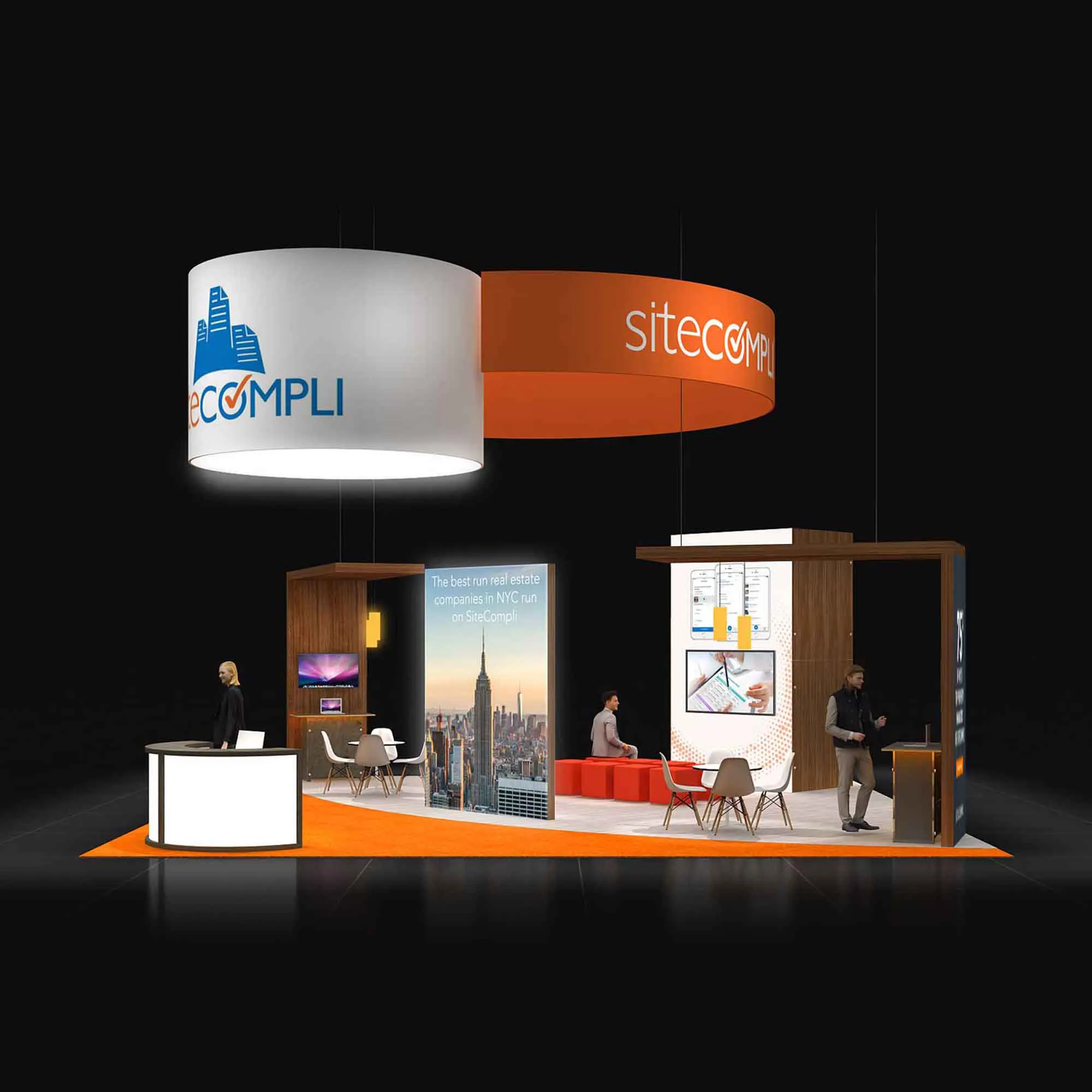 SiteCompli-30X30-01 Front View – RLU3030 63: Striking 30x30 Trade Show Booth Design for Brand Visibility 02