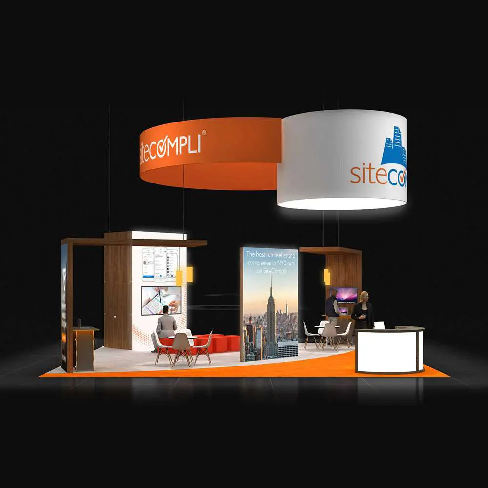 SiteCompli-30X30-03 Right Side Perspective View – RLU3030 63: Dynamic 30x30 Trade Show Exhibit Design for Maximum Impact