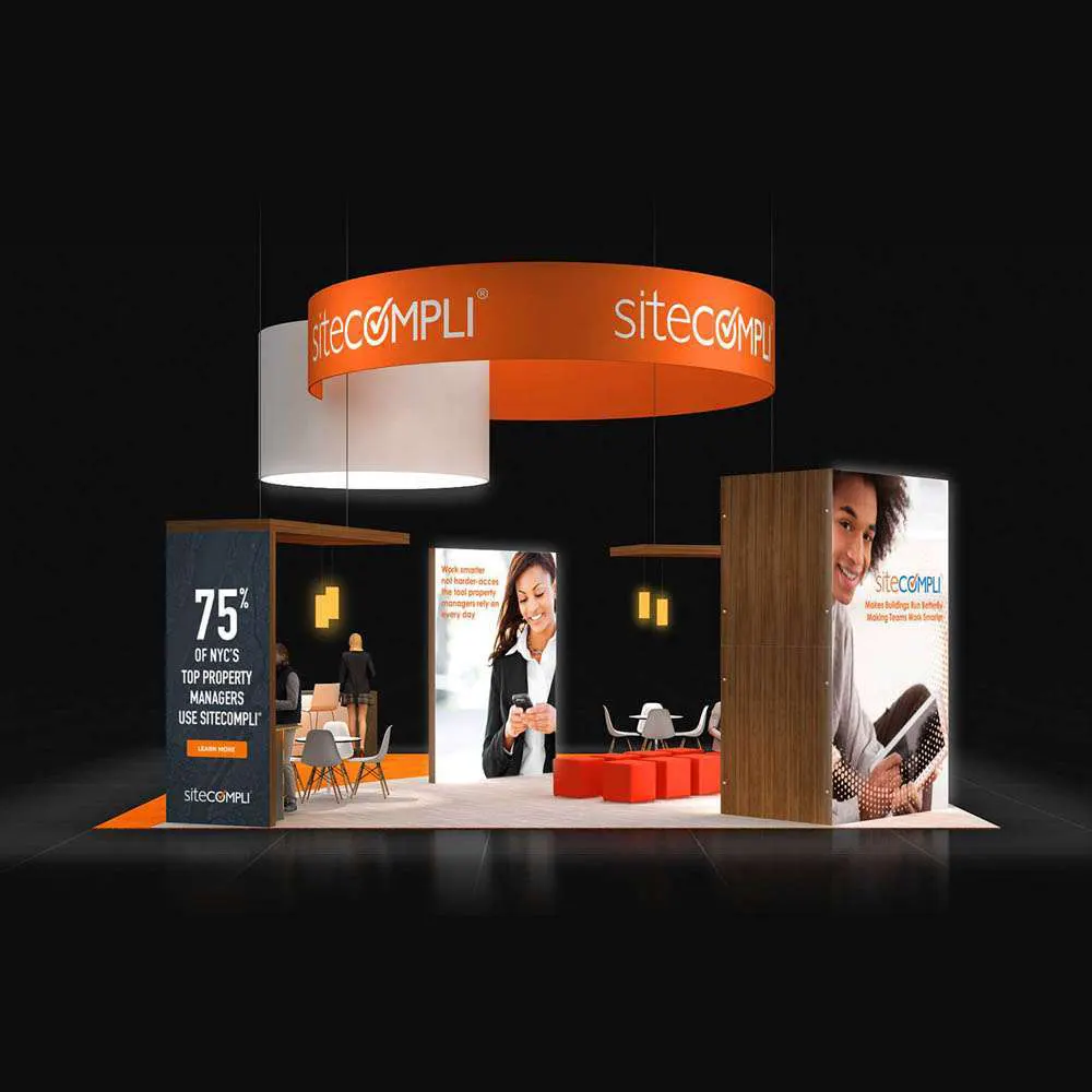 Back Side Perspective View - 2 – RLU3030 63: Bold 30x30 Rent a Booth Design for Trade Shows