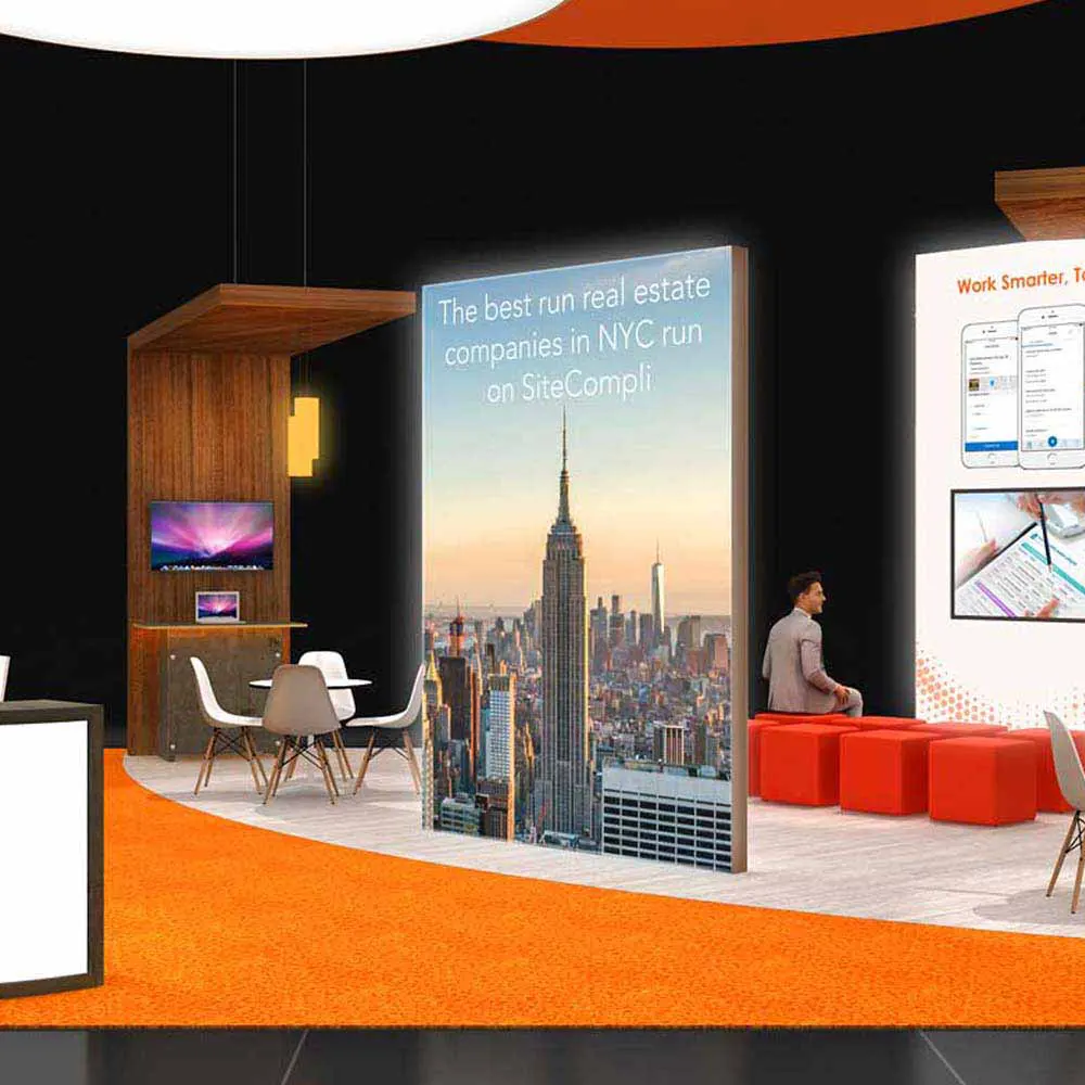 Demo Area – RLU3030 63: Futuristic 30x30 Rental Exhibits for Bold Brand Statement