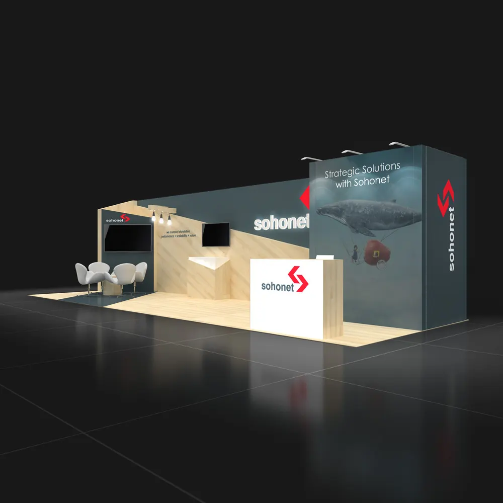 Left Side Perspective View - RLU1030 18: Stylish 10x30 Booth Designs for Visual Brand Presence