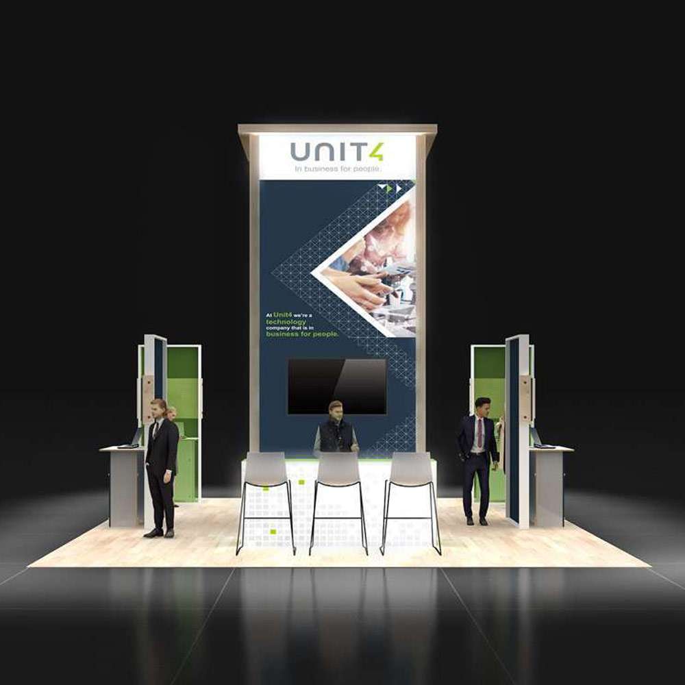 Front View - RL2020 23: Stylish 20x20 Booth Designs for Visual Brand Presence Front View - RL2020 23: Stylish 20x20 Booth Designs for Visual Brand Presence