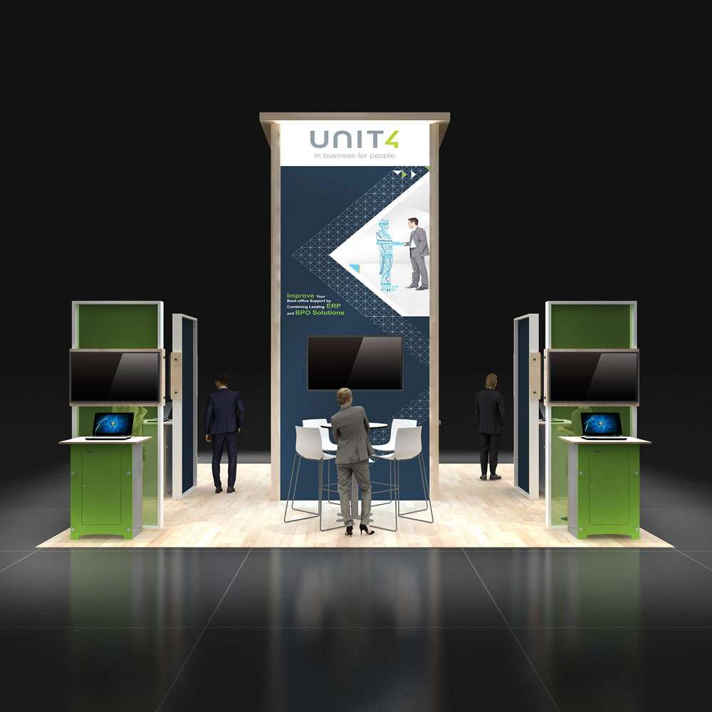 Front View 3 - RL2020 23: Stylish 20x20 Booth Designs for Visual Brand Presence Front View 3 - RL2020 23: Stylish 20x20 Booth Designs for Visual Brand Presence