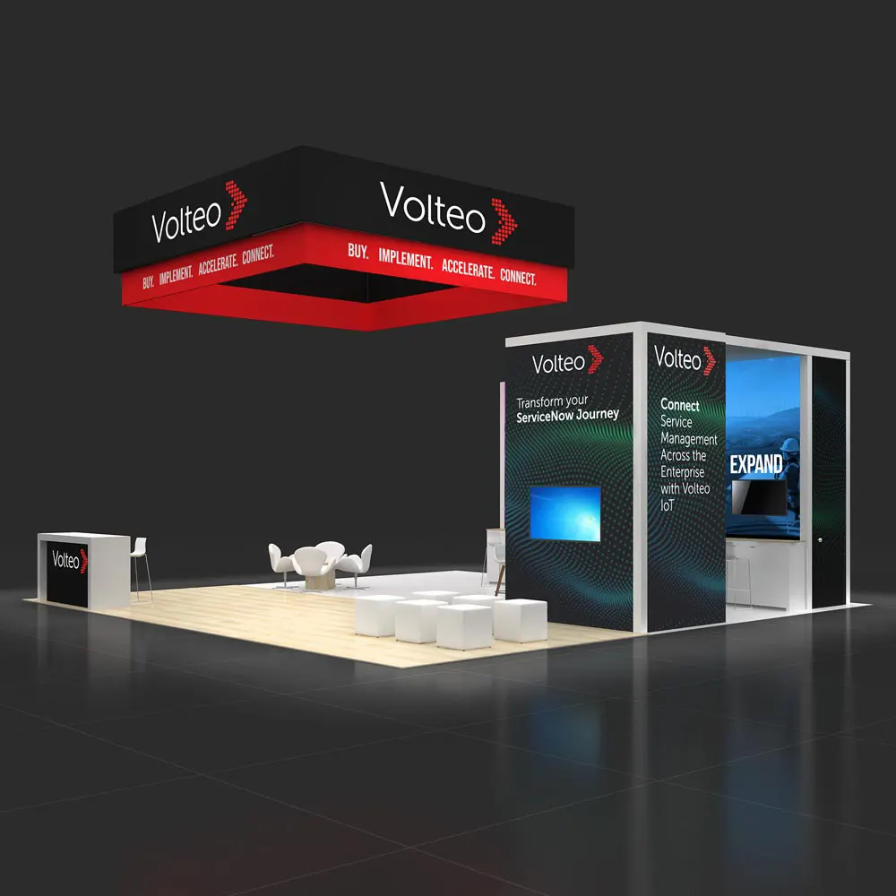 Right Side Perspective View – RLU3030 34: Dynamic 30x30 Trade Show Exhibit Design for Maximum Impact