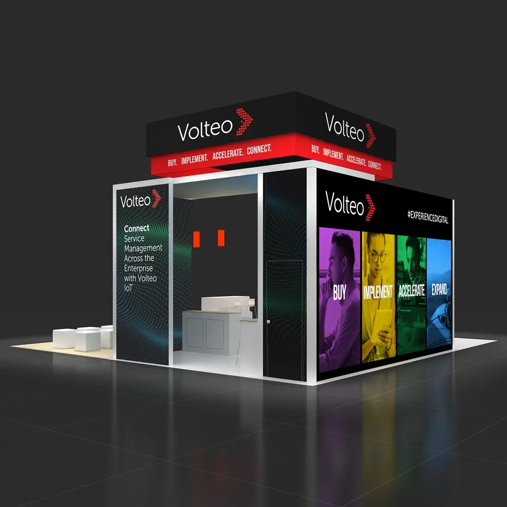 Right Side Perspective View – RLU3030 34: Dynamic 30x30 Trade Show Exhibit Design for Maximum Impact