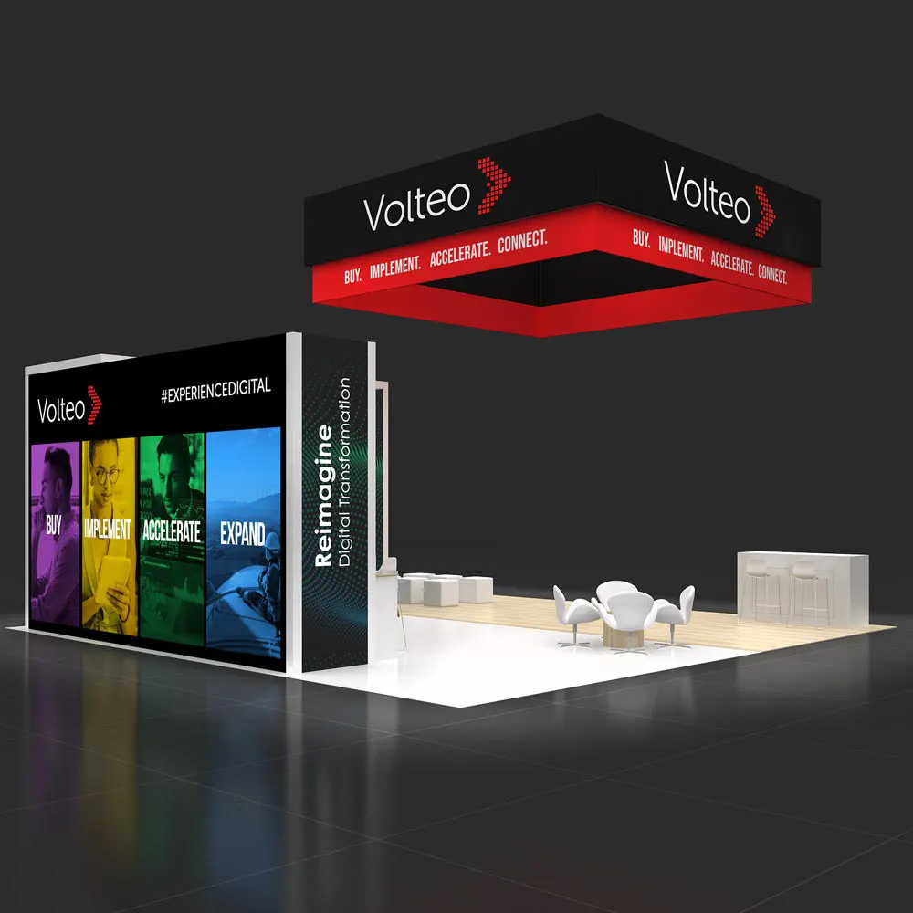 Back Side Perspective View – RLU3030 34: Vibrant 30x30 Exhibit Rentals Display for Event Presence