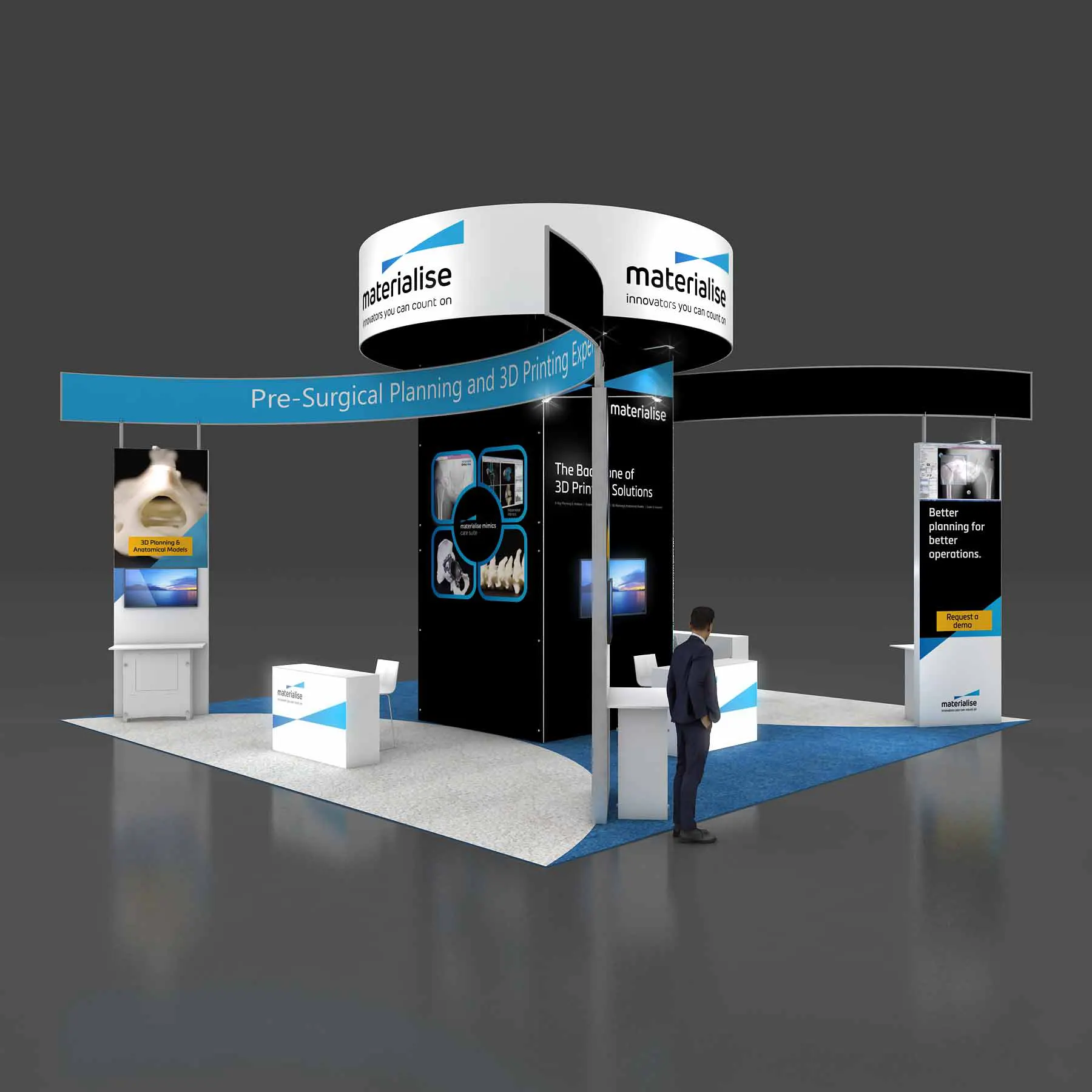 Left Side Perspective View – RLU3030 73: Attractive 30x30 Rental Exhibits for Trade Show Marketing