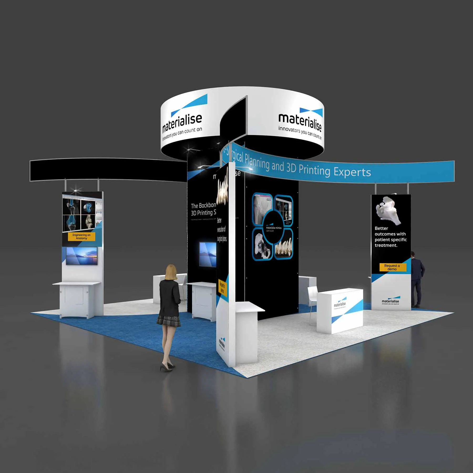 Back Side Perspective View – RLU3030 73: Vibrant 30x30 Exhibit Rentals Display for Event Presence-1