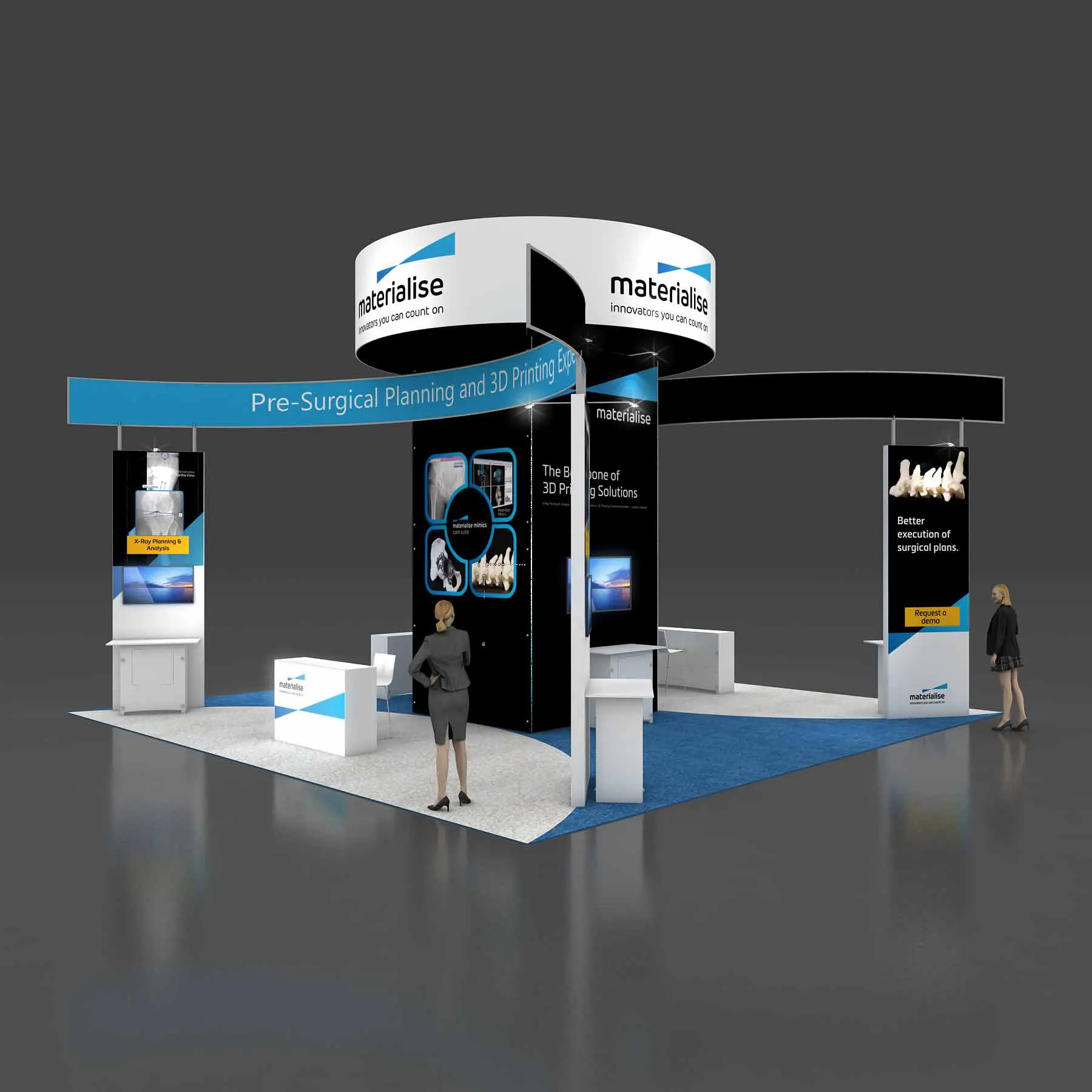Back Side Perspective View – RLU3030 73: Vibrant 30x30 Exhibit Rentals Display for Event Presence-2
