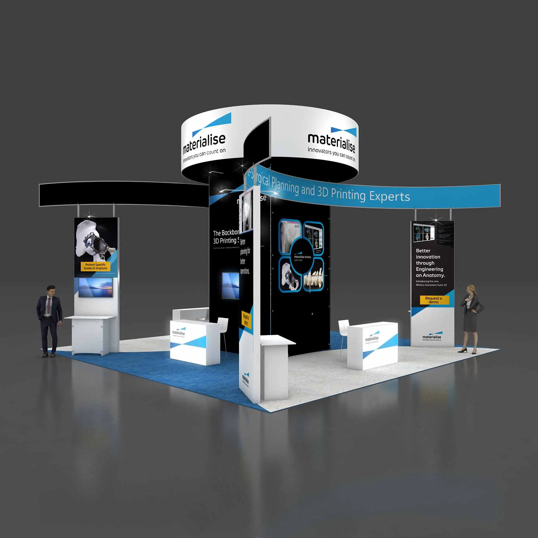 Right Side Perspective View – RLU3030 73: Dynamic 30x30 Trade Show Exhibit Design for Maximum Impact