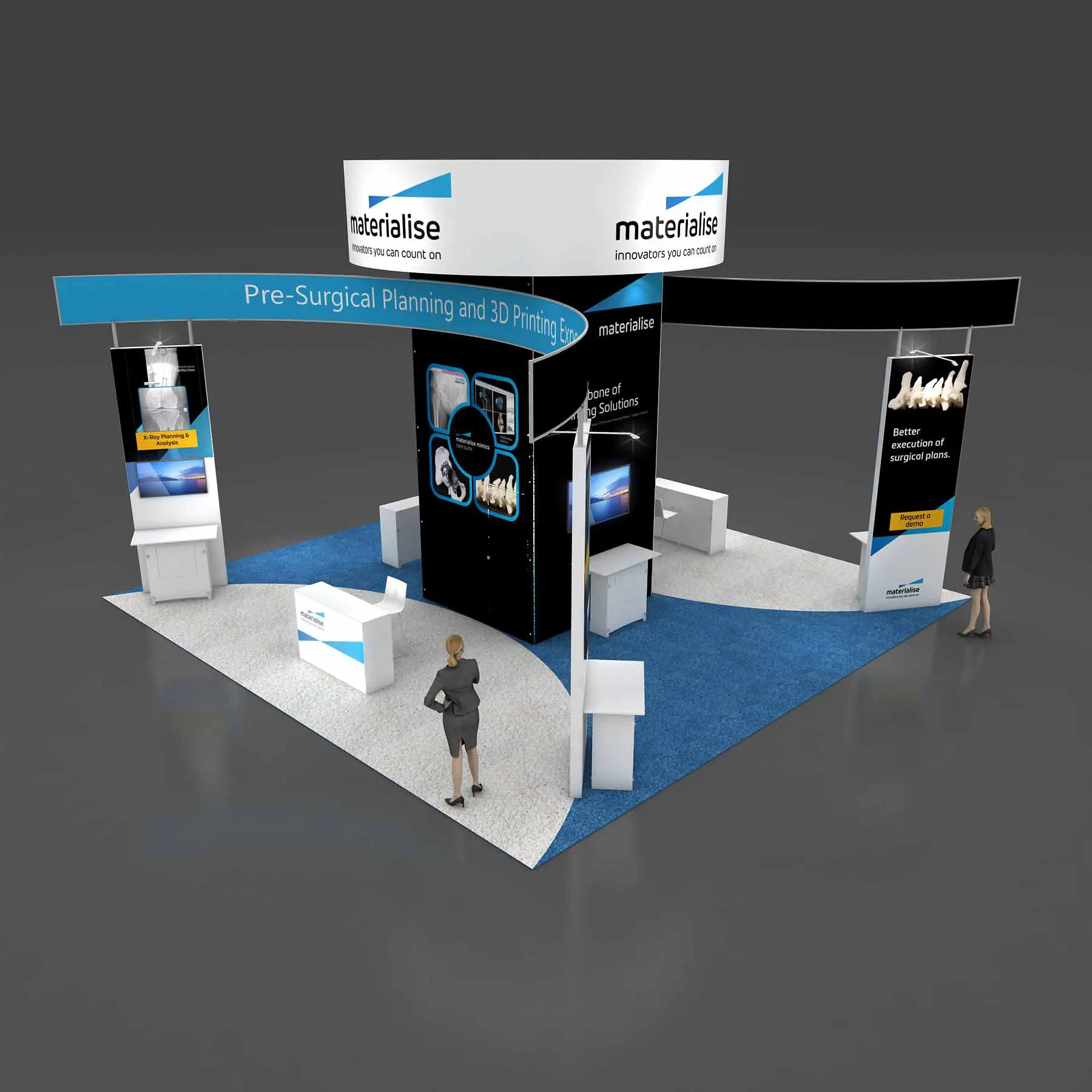 Arial View – RLU3030 73: Visually Compelling 30x30 Exhibit Booth for Engagement -1