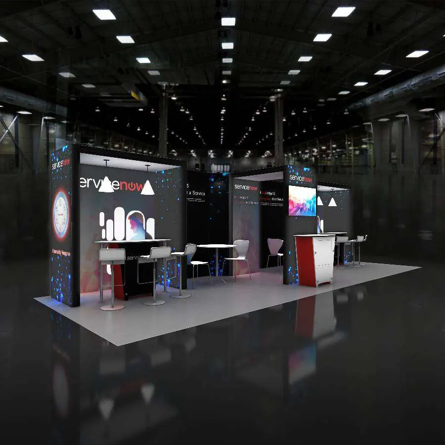 Right Side Perspective View - RLU1030 05: Stylish 10x30 Booth Designs for Visual Brand Presence